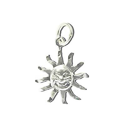 Sterling Silver Diamond Cut Sun Face Pendant