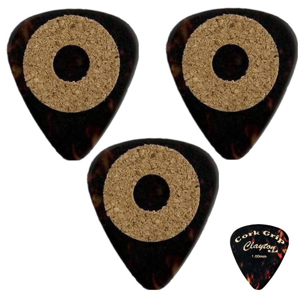 Clayton Cork Grip Standard Guitar Pick 3 Pack 1.00 mm