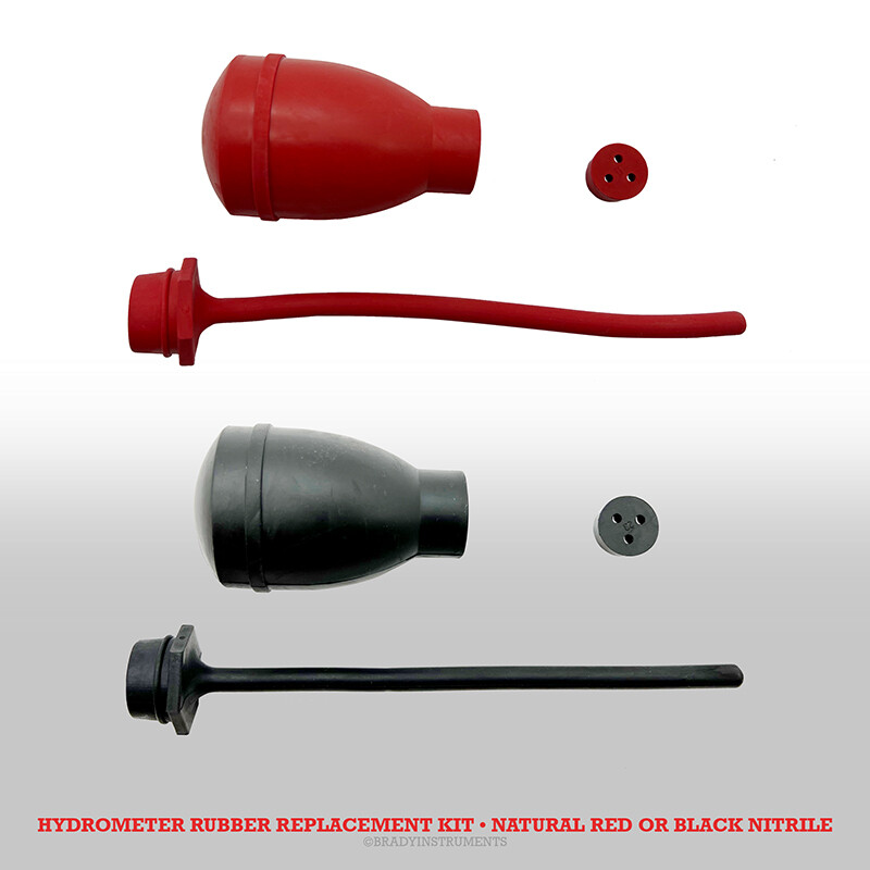Hydrometer Rubber Replacement Kit - Bulb, Cork, Tip, Natural Red or Nitrile