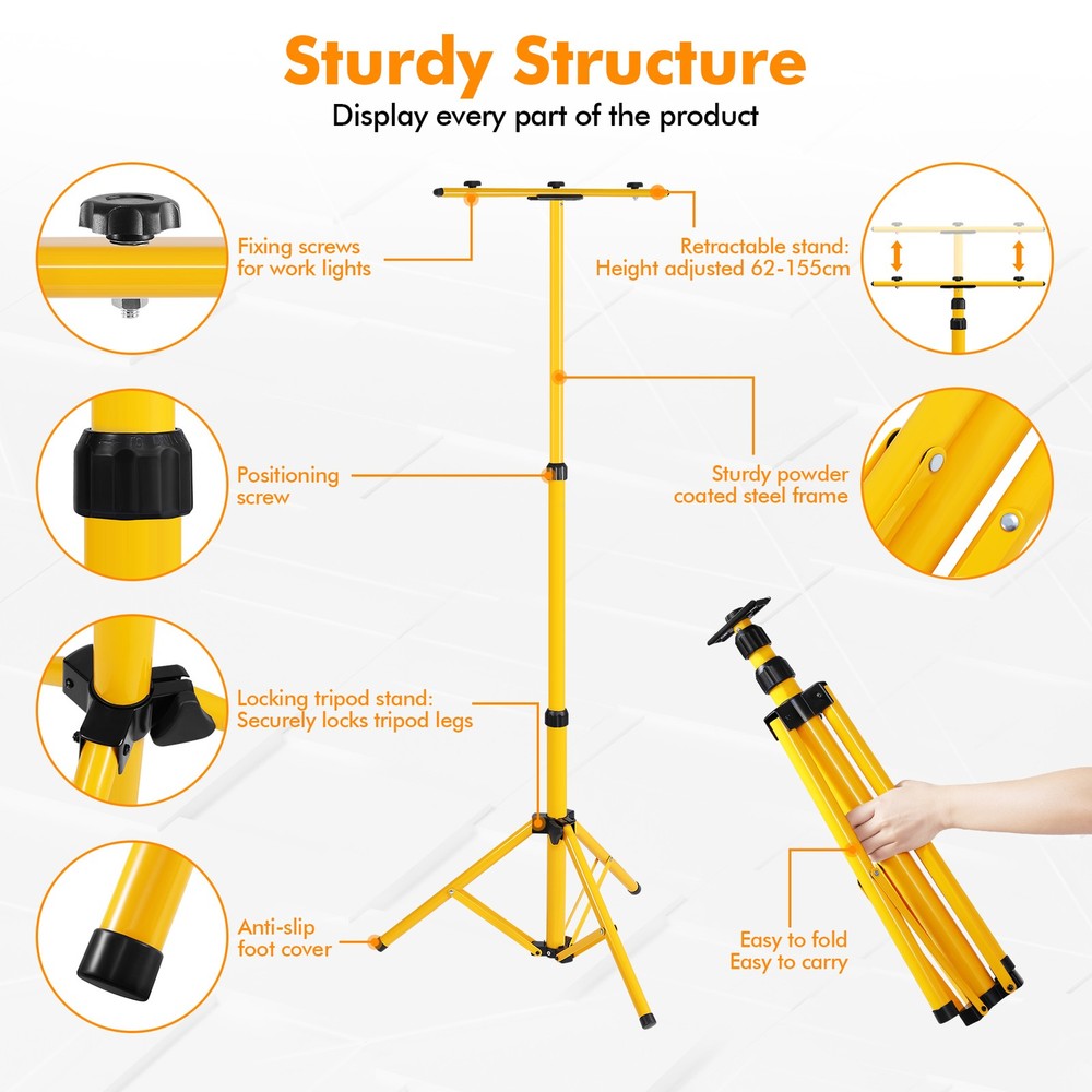 Tripod Stand LED Work Light Flood Light Heavy Duty Stand Wide Base