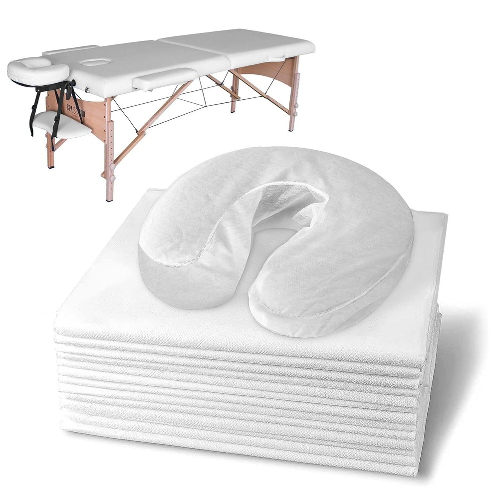 12 Sets Disposable Fittted Massage Table Sheets and Fitted Headrest Covers