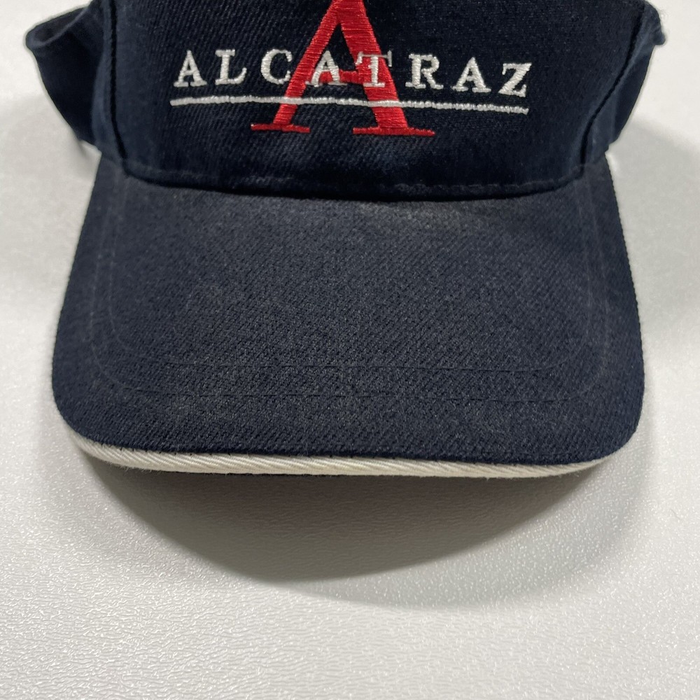 Alcatraz Visor Hat Cap Men’s Black Strapback Embroidered Wool Blend