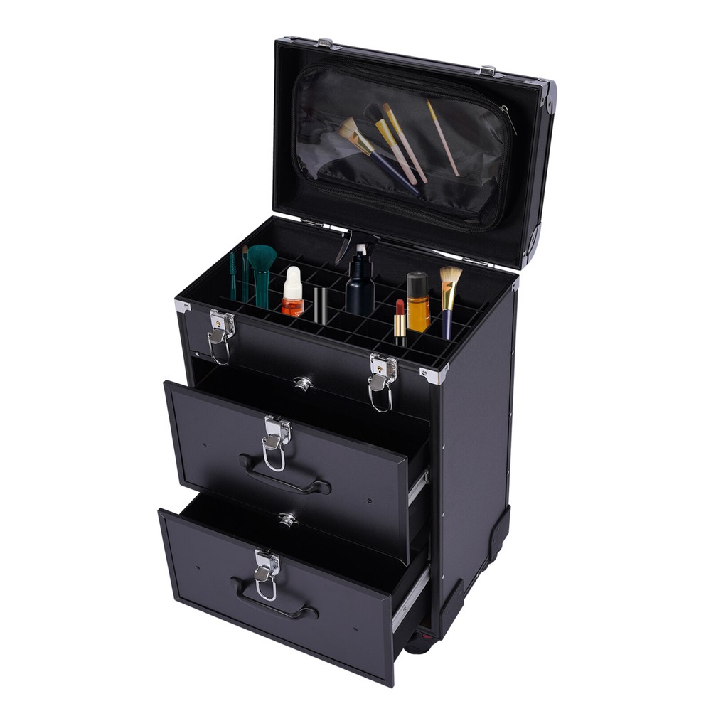 Professional Rolling Makeup Train Case Cosmetic Trolley Makeup Storage Organizer