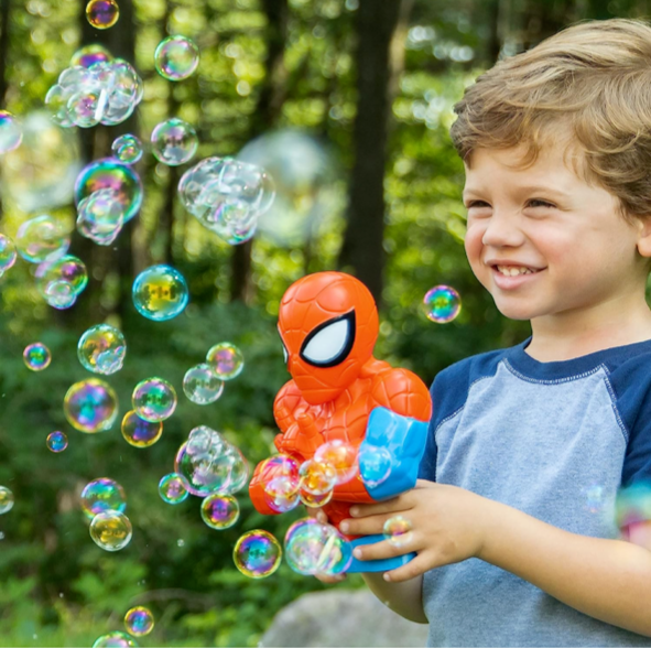 Little Kids Marvel Spider-Man Action Bubble Blower Machine