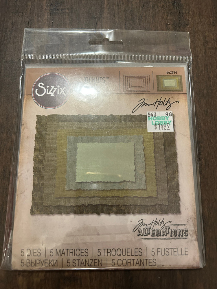 Sizzix Tim Holtz 662694 Stacked Deckle Rectangles Thinlits Die