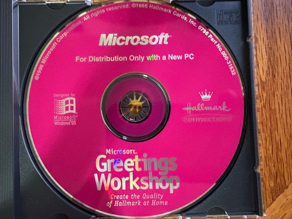 Microsoft Greetings Workshop Hallmark Quality CD Software (1996) Windows 95