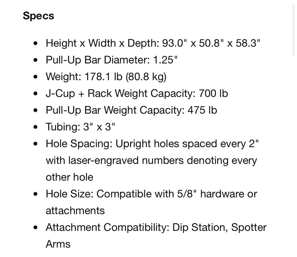 Nike Adjustable Power Rack Squat Rack Black Pull-Up Bar 700 lb Capacity