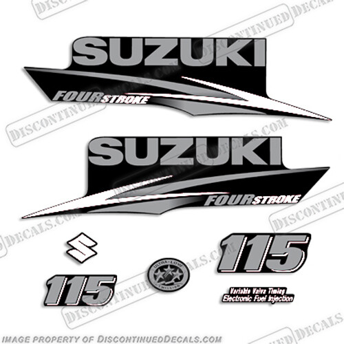 Fits Suzuki 115hp Decal Kit - Custom Silver/White