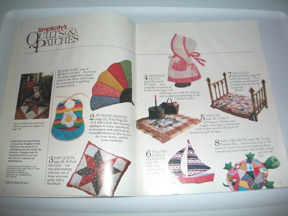 VINTAGE PATTERN LEAFLET BOOK 1079 SIMPLICITY QUILTS AND PATCHES PROJECTS