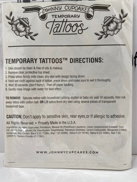 Johnny Cupcakes temporary tattoos