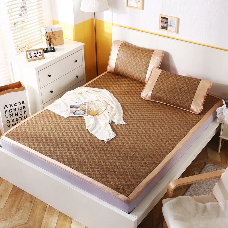 Summer Sleeping Mat For Bed Rattan Foldable Nature Bamboo Cool Bed Mat Pad