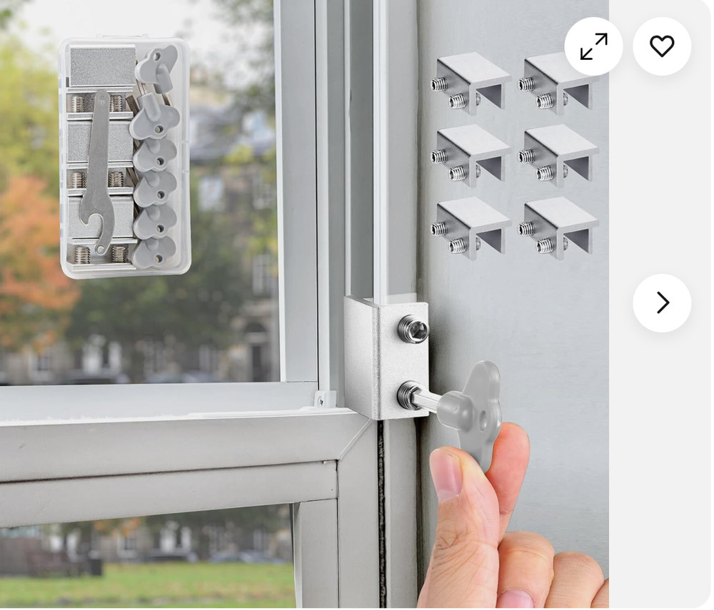 6 Sets Security Window Locks with Keys for Vertical Horizontal Sliding Windows