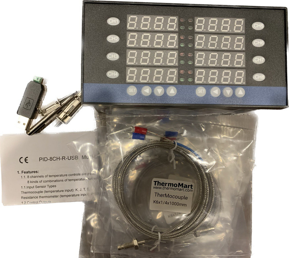 8 Zone Channel PID Temperature Controller Recorder Data Logger SSR Output USB PC