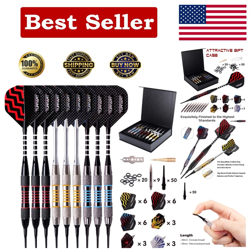 Ultimate Soft Tip Darts Collection - 9x18g Darts, Case, & Custom Flight Options