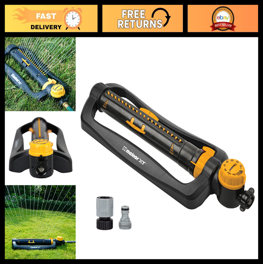 Turbo Oscillating Sprinkler with Timer, 4,000 sq ft Coverage, Quick Connect, Adj