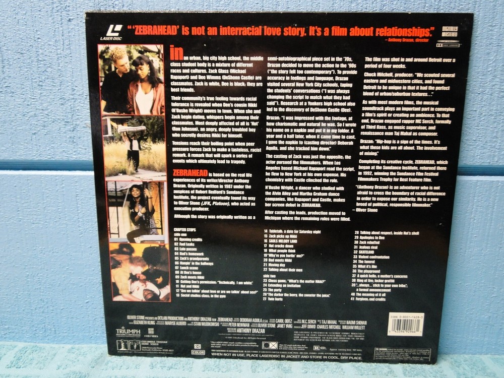 Zebrahead Deluxe Widescreen Version Laserdisc -EXTRA LDs SHIP FREE