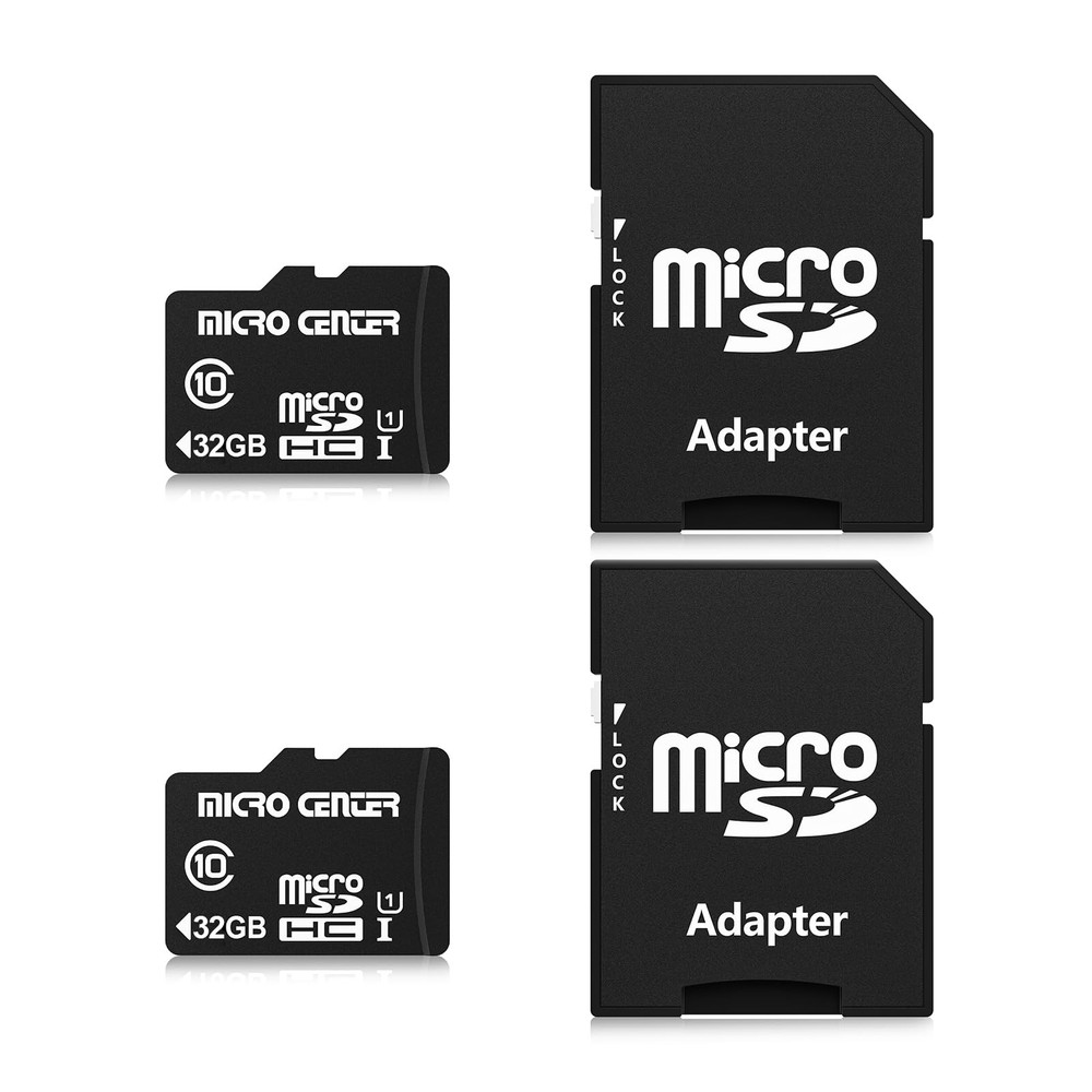 Micro Center 32GB Class 10 MicroSDHC Flash Memory Card with Adapter 2 Pack