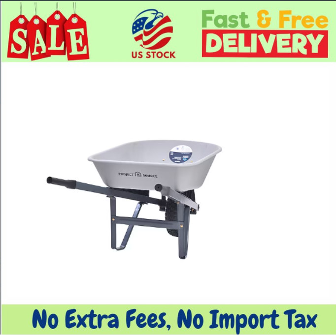 Project Source 5-cu ft 1 Wheel Poly Push Wheelbarrow