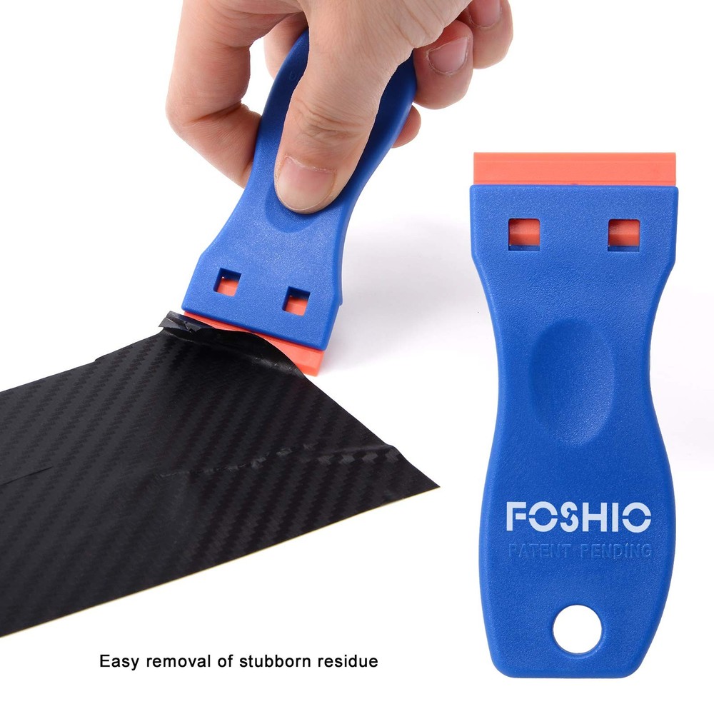 FOSHIO Plastic Razor Blade Scraper Include 2PCS Tool and 100PCS Blue