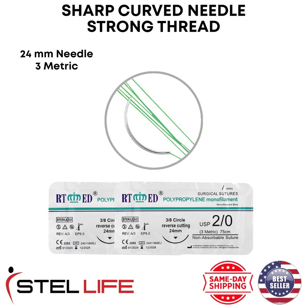 Polypropylene 2/0 Suture Practice Sutures Thread Kit Sterile Threads & Needle