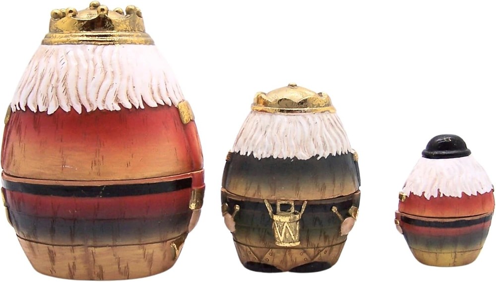 3pc Nesting Nutcracker Set Christmas Holiday Decor Stacking Soldier Figurines