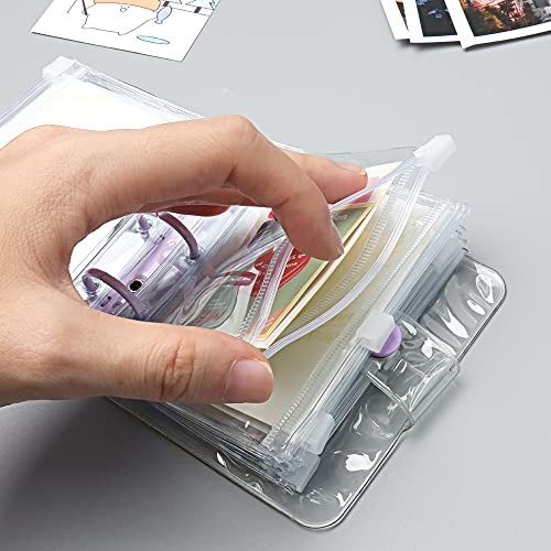 12Pack Binder Pockets Clear Zipper Binder Pouches Bag Mini Size Clear Type