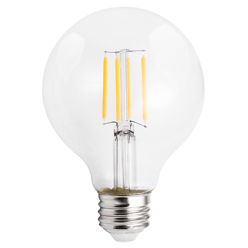 4 Pack LED Filament Globe 5.5W =60W 120V G25 Medium E26 Clear 5000K Bright White