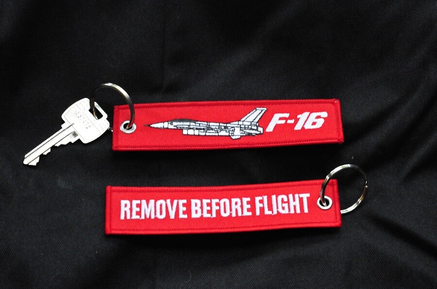 F-16 Fighting Falcon keychain keyring bagage label