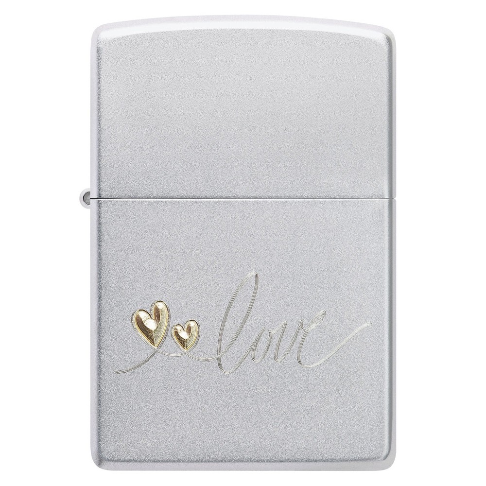 Zippo Lighter - Two Tone Love Satin Chrome - 856067