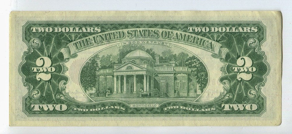 1963 $2 US Note Red Seal AU/UNC SM344