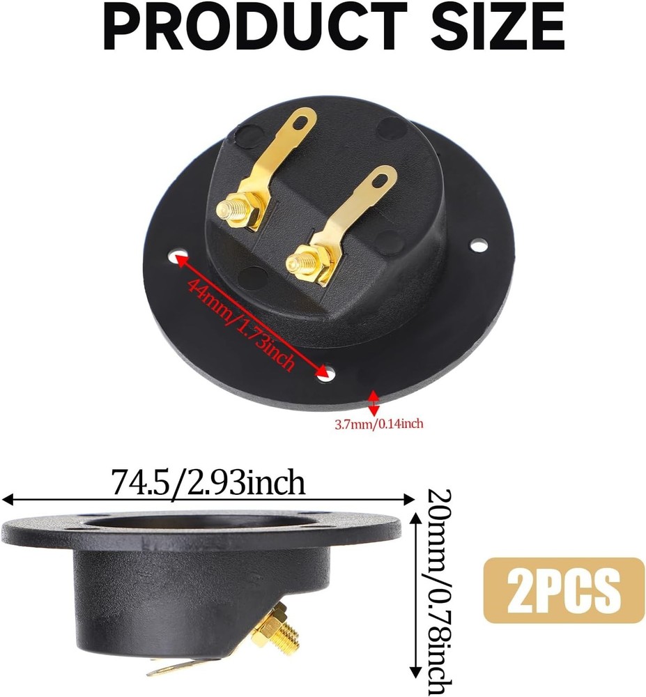 2 Pack Speaker Terminal Cup 3" 2-Way Spring Loaded Connector for Subwoofer