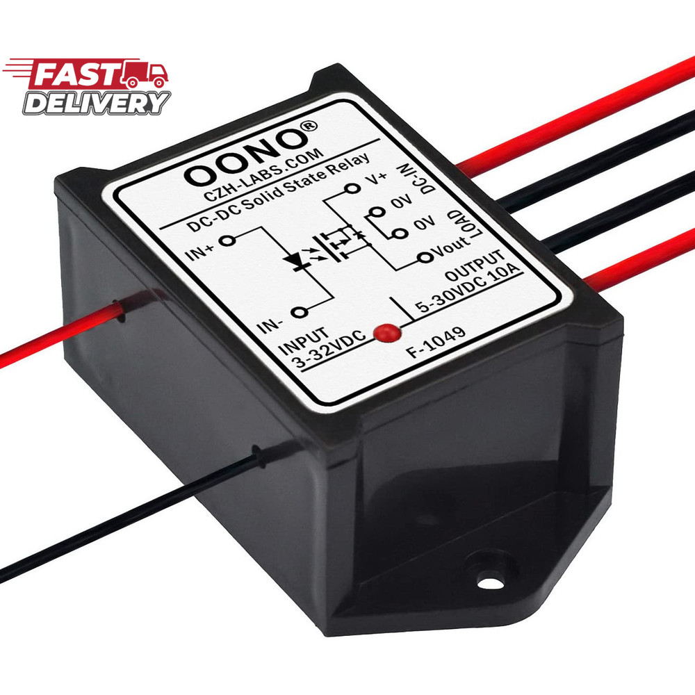 Wired DC-DC 10Amp Isolated Solid State Relay Module, SSR in 3-32VDC Out 5-30VDC,