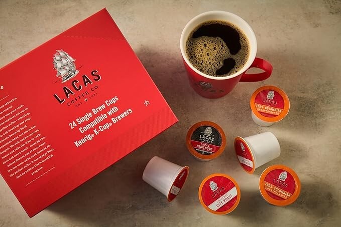 Lacas Coffee Single Cups, 24 Count (Dark Note)