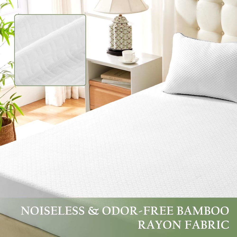King Size Waterproof Mattress Protector Viscose Derived from Bamboo, Soft Mat...
