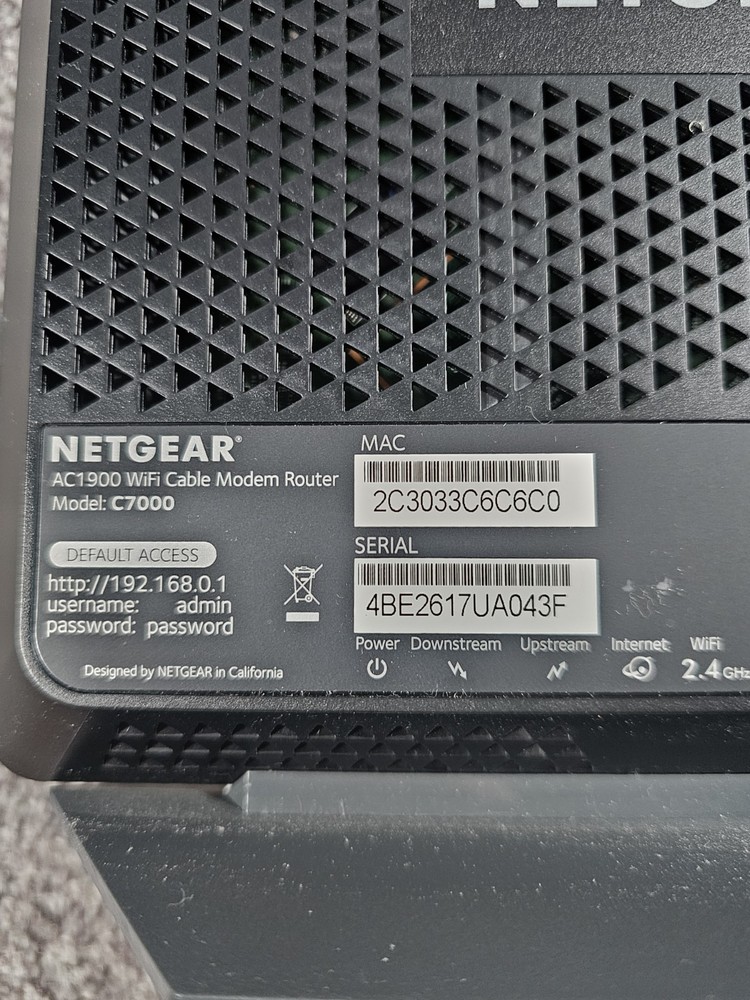 NETGEAR NIGHTHAWK AC1900 WiFi Cable Modem Router Model# C7000 - Tested & Working