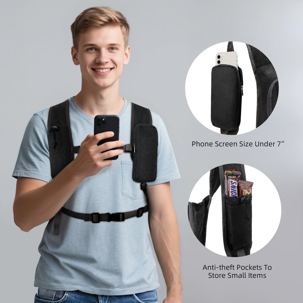 Small Hiking Backpack with Detachable Front Holder, Foldable Packable Back pa...