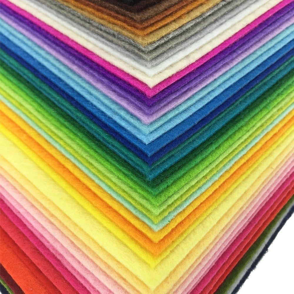 Durable 1mm Thick Felt Fabric Sheets - 42 Assorted Colors for Crafters