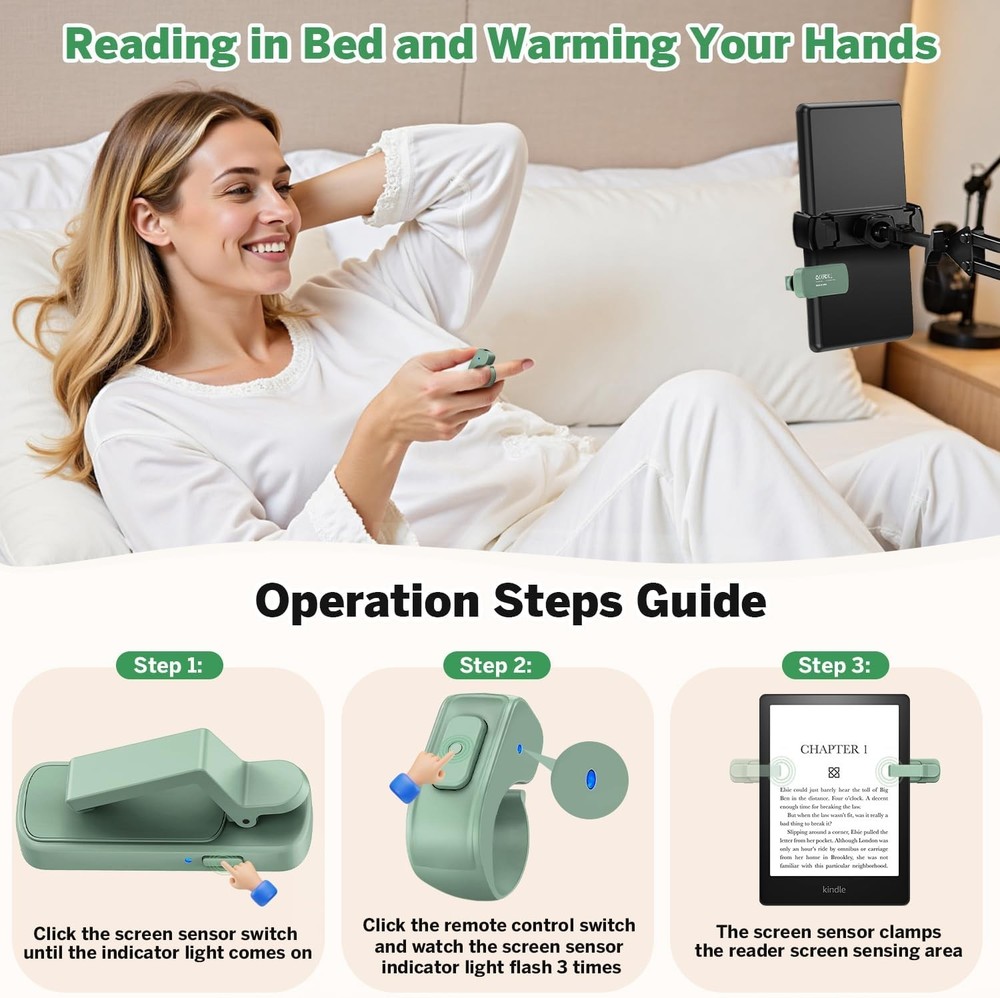 Remote Page Turner For Kindle Ring Hands-Free Reading E-Reader Tablet & Phone