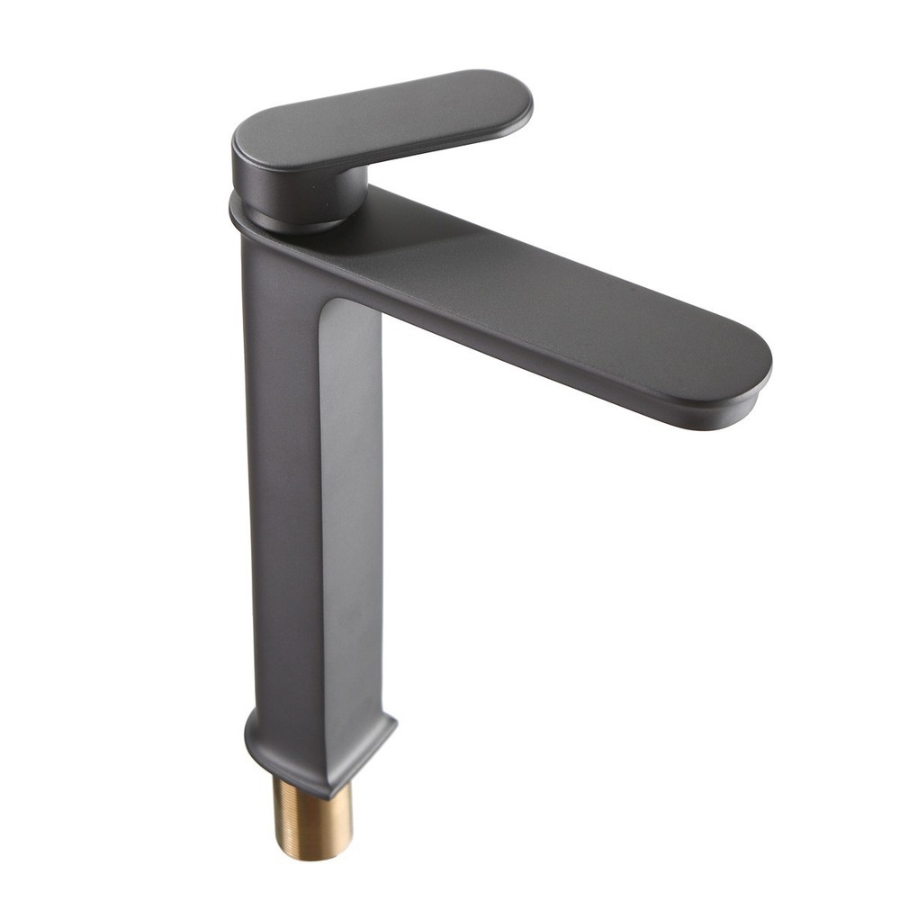 Gray Bathroom Sink Faucet Solid Brass
