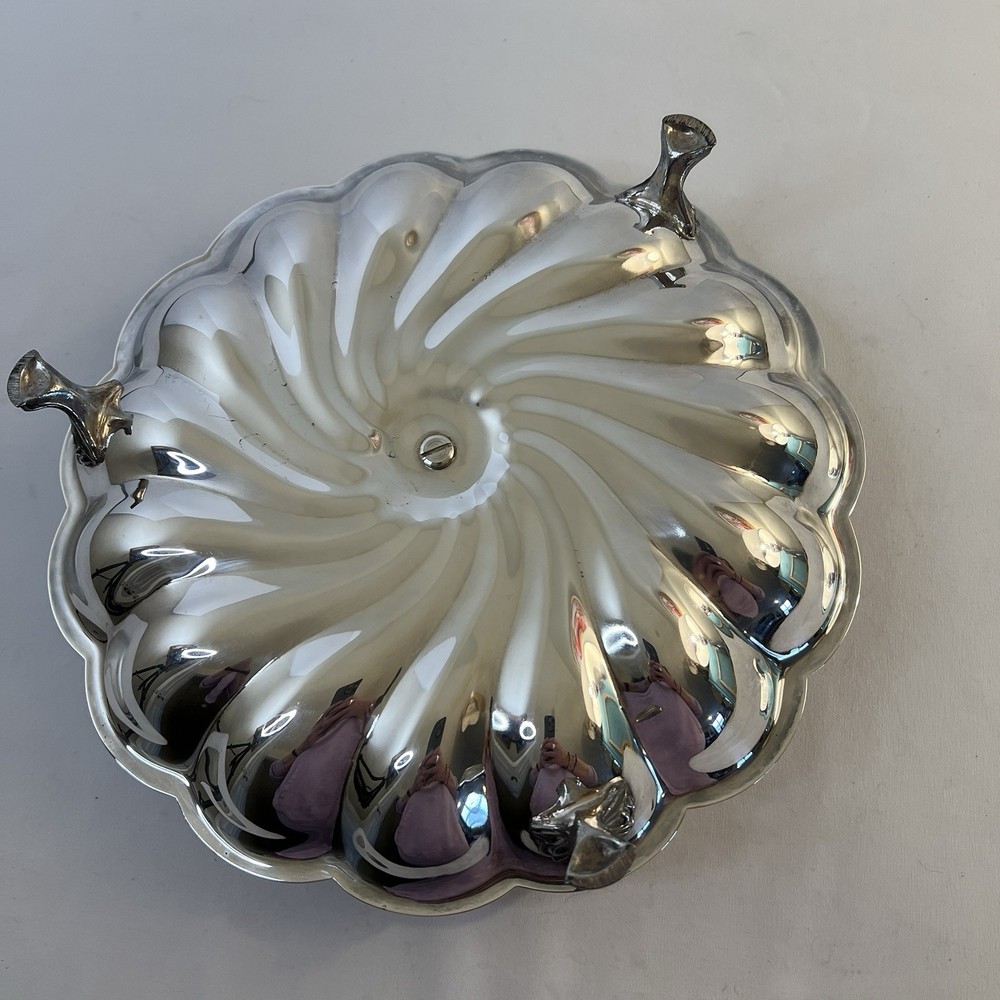 Footed Silverplate Deviled Egg Relish Tray Platter w/Center Dip Cup 10-11"