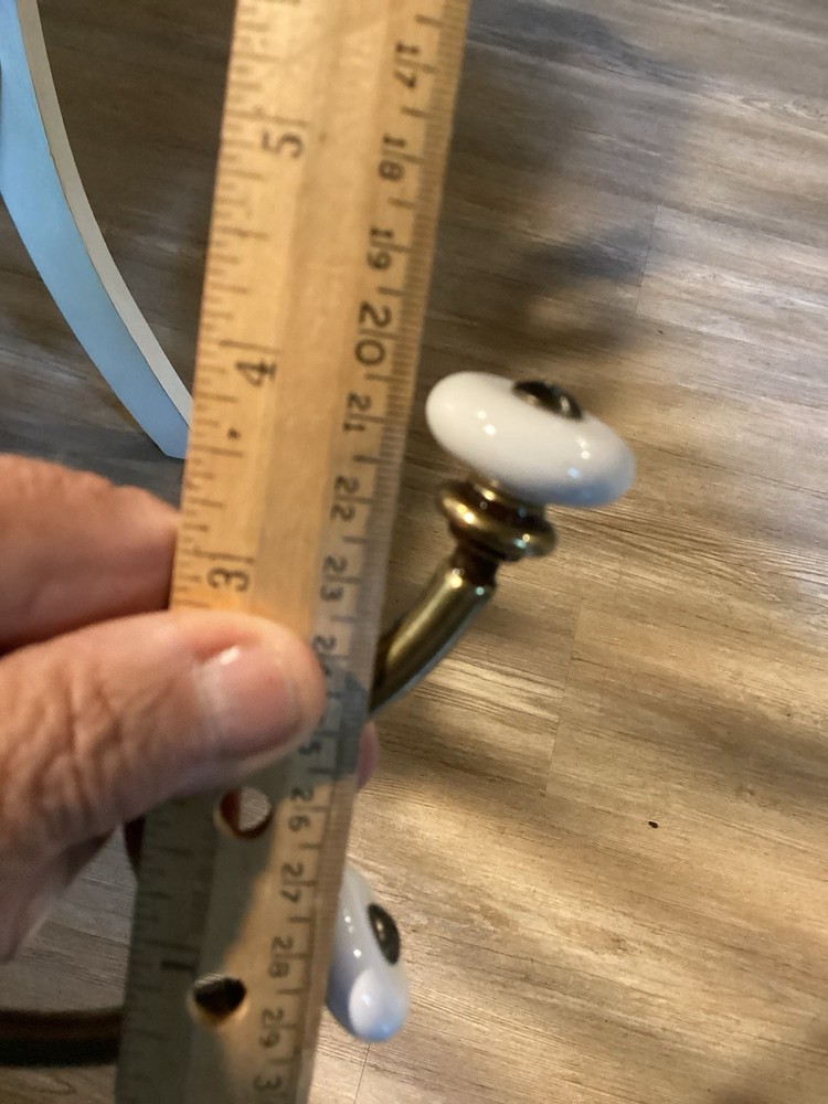 Brass Porcelain Ends Double Coat Wall Hooks (2)