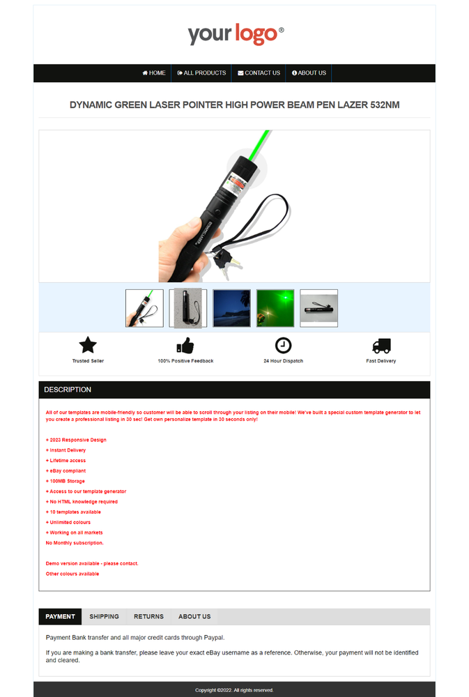 ebay listing template Mobile Responsive Design