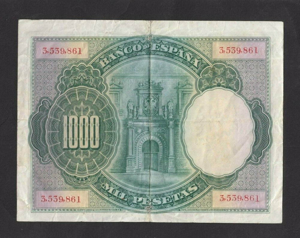 Spain 1000 pesetas P-70a 1925-1936 VF
