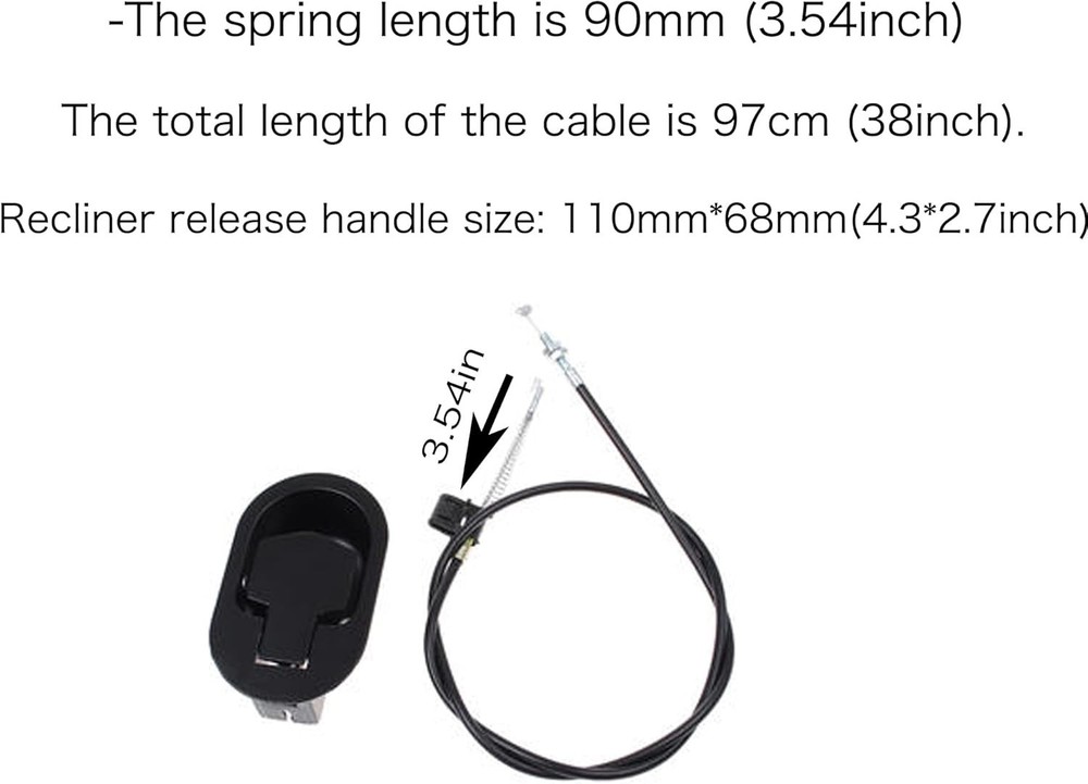 Metal Recliner Handle Replacement, Universal Manual Pull Cable 38" Total Length