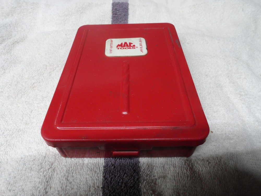 Mac Quality Tools Red Metal Drill Bit Case Holds 21 Bits-NO BITS-.