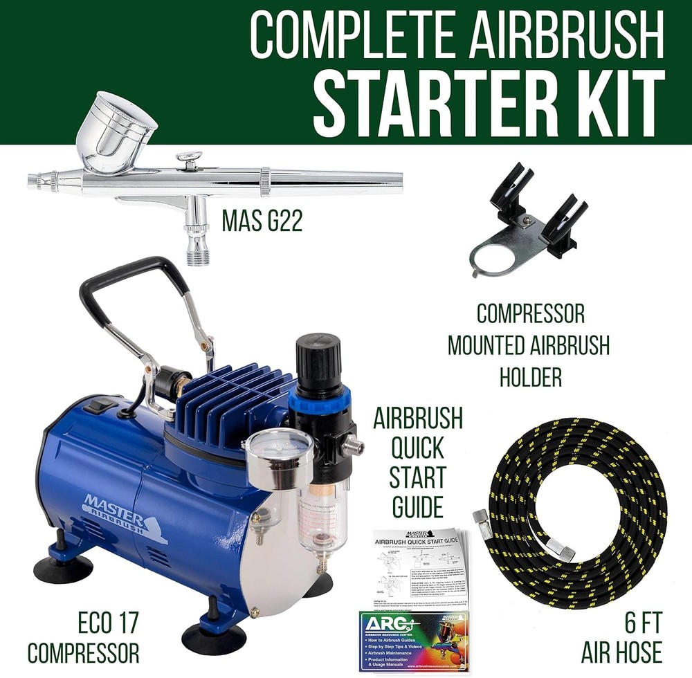 Multi-Purpose Gravity Feed Air Brush Kit with Air Compressor - Model G22 Gravity