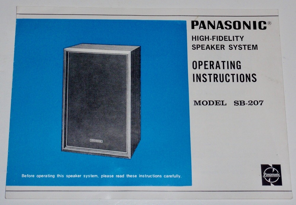 Panasonic High-Fidelity Speaker System Operating Instructions Model SB-207
