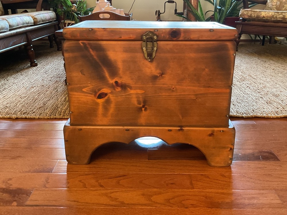 VTG Child's Hand Made Solid Pine Chest with Attached Stand