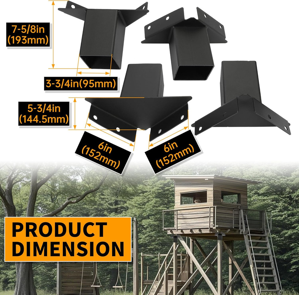 Deer Stand Brackets 4X4 Deer Blind Brackets, 4Pcs Compound Angle Platform Bracke