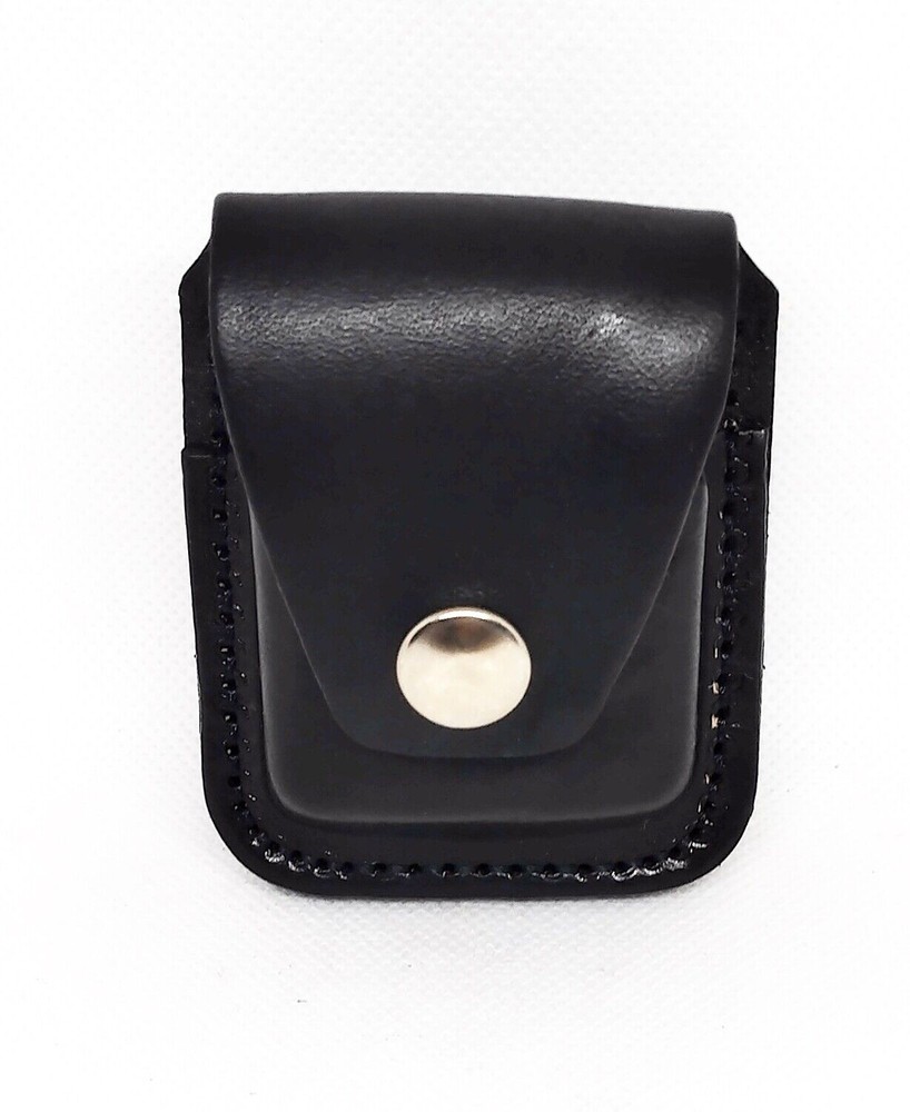 Ramsons Black Leather Solid Black Lighter Case W/ Belt Hoop